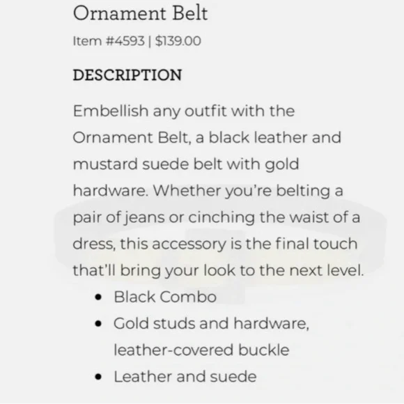 ✨ CAbi Ornament Belt – Size Large ✨ New with Tags, Never Worn - Picture 3 of 5